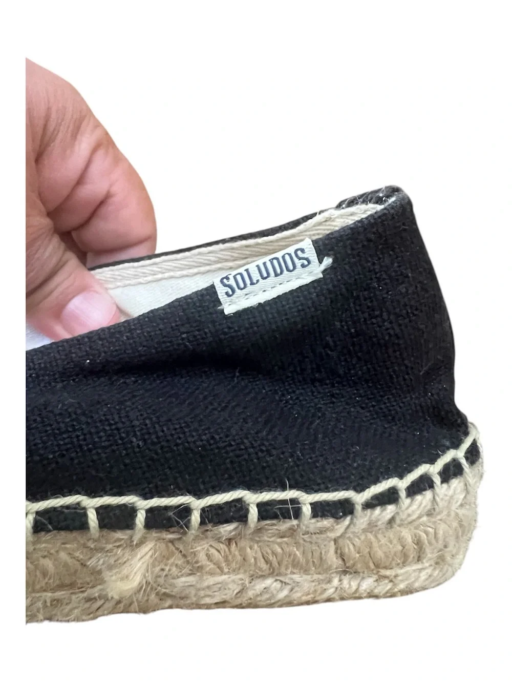 Soludos Espadrilles Womens 8 Black Canvas Slip On Flats Rope Sole
